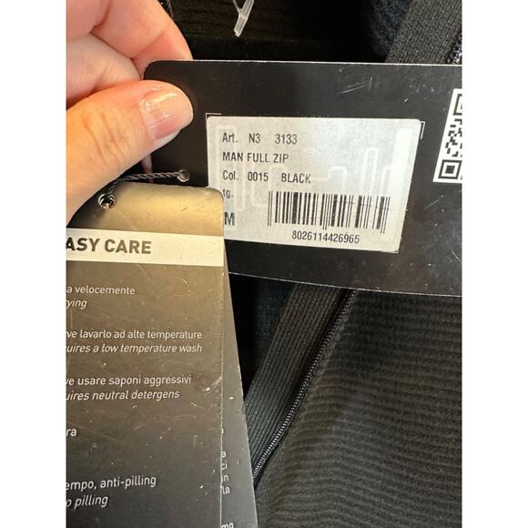 NEW Newland Mens Full Zip Ski Base Jacket Sweater size M Italy Black Ribbed - Picture 3 of 6